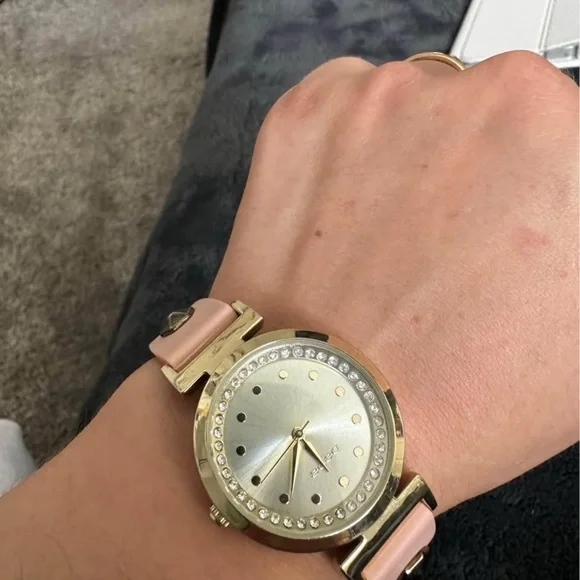 Francesca's Collections Pink and Gold Watch - Picture 3 of 6